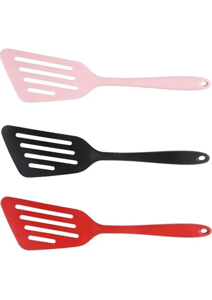 Kırmızı 1 Adet Silikon Oluklu Turner Mutfak Pişirme Araçları Spatula Kızarmış Kürek Yumurta Balık Kızartma Tavası Çeviriciler Kepçe Pişirme Gereçleri (Yurt Dışından)