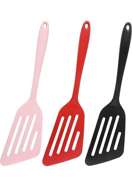 Kırmızı 1 Adet Silikon Oluklu Turner Mutfak Pişirme Araçları Spatula Kızarmış Kürek Yumurta Balık Kızartma Tavası Çeviriciler Kepçe Pişirme Gereçleri (Yurt Dışından)