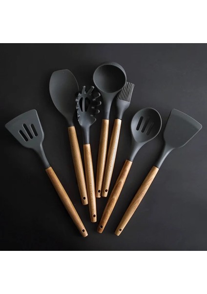 05 Silikon Pişirme Gereçler Seti Yeni Kürek Yapışmaz Spatula Mutfak Eşyaları Yumurta Balık Kızartma Tavası Kepçe Kızarmış Kürek Isıya Dayanıklı (Yurt Dışından)
