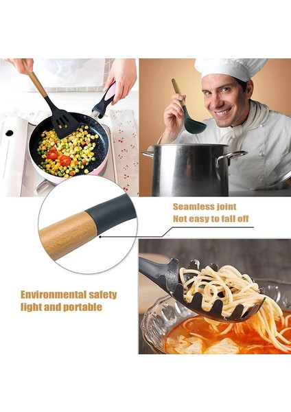 05 Silikon Pişirme Gereçler Seti Yeni Kürek Yapışmaz Spatula Mutfak Eşyaları Yumurta Balık Kızartma Tavası Kepçe Kızarmış Kürek Isıya Dayanıklı (Yurt Dışından)