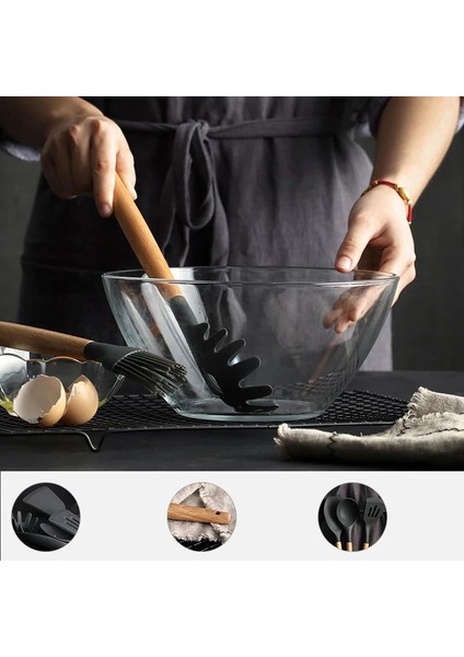 05 Silikon Pişirme Gereçler Seti Yeni Kürek Yapışmaz Spatula Mutfak Eşyaları Yumurta Balık Kızartma Tavası Kepçe Kızarmış Kürek Isıya Dayanıklı (Yurt Dışından)