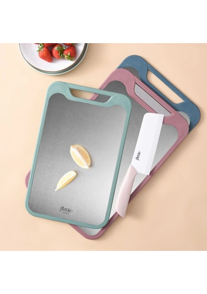 Pembe 40X25 cm 304 Paslanmaz Çelik Kesme Tahtası Çift Taraflı Kesme Tahtası Mutfak Meyve Kesme Tahtası Mutfak Haddeleme Kesme Tahtası (Yurt Dışından)