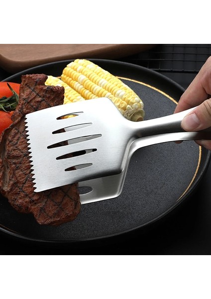 C Paslanmaz Çelik Biftek Kızartma Spatula Kızartma Balık Barbekü Maşası Ekmek Et Yiyecek Maşası Drenaj Yağ Sızıntısı Kürek Mutfak Pişirme Gereçleri (Yurt Dışından) fırsatları