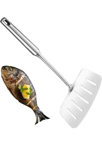Bir Boyut Paslanmaz Çelik Spatula Yapışmaz Balık Kızartma Küreği Klip Geniş Saplı Oluklu Spatula Barbekü Biftek Maşa Gözleme Kızarmış Pizza (Yurt Dışından) fırsatları