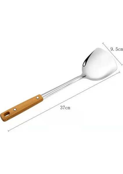 Stil 2 Mutfak Paslanmaz Çelik Pişirme Gereçleri Ahşap Saplı Spatula Pirinç Çorbası Kaşığı Kızartma Küreği Süzgeç Tencere (Yurt Dışından)