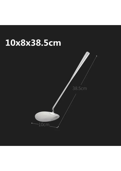 10X8X38.5 cm Paslanmaz Çelik Büyük Uzun Saplı Spatula Kaşık Kepçe Restoran Kantin Şefi Büyük Pot Kürek Mutfak Eşyası Seti Bambu Spatula (Yurt Dışından)