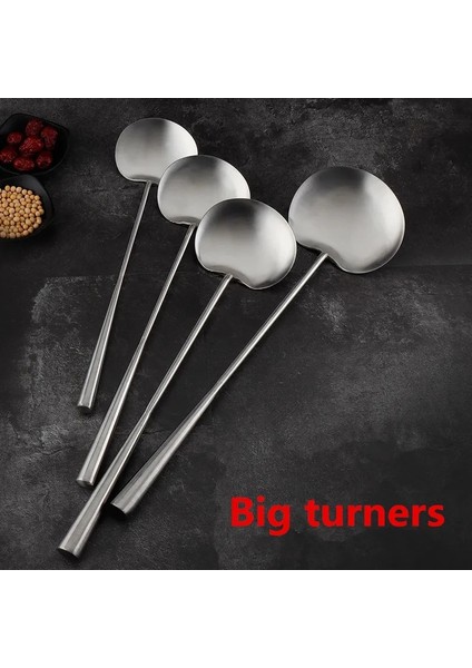 10X8X38.5 cm Paslanmaz Çelik Büyük Uzun Saplı Spatula Kaşık Kepçe Restoran Kantin Şefi Büyük Pot Kürek Mutfak Eşyası Seti Bambu Spatula (Yurt Dışından)