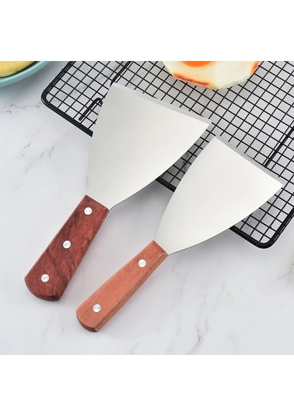 Stil A Paslanmaz Çelik Pişirme Küreği Ahşap Saplı Gözleme Kürek Kızartma Biftek Küreği Barbekü Aracı Teppanyaki Mutfak Aksesuarları (Yurt Dışından)