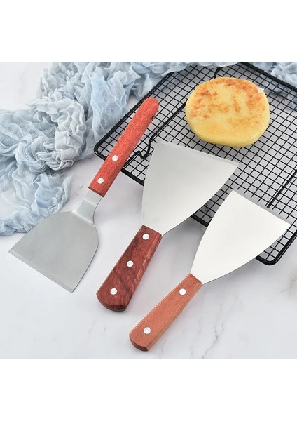 Stil A Paslanmaz Çelik Pişirme Küreği Ahşap Saplı Gözleme Kürek Kızartma Biftek Küreği Barbekü Aracı Teppanyaki Mutfak Aksesuarları (Yurt Dışından)