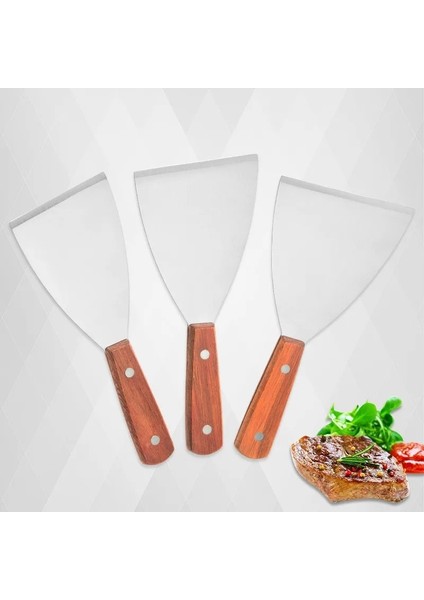 Stil A Paslanmaz Çelik Pişirme Küreği Ahşap Saplı Gözleme Kürek Kızartma Biftek Küreği Barbekü Aracı Teppanyaki Mutfak Aksesuarları (Yurt Dışından)