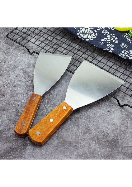 Stil A Paslanmaz Çelik Pişirme Küreği Ahşap Saplı Gözleme Kürek Kızartma Biftek Küreği Barbekü Aracı Teppanyaki Mutfak Aksesuarları (Yurt Dışından)
