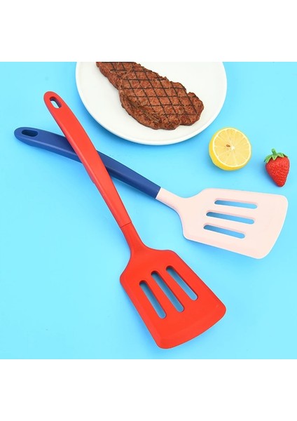 Pembe Mavi 33 cm Iskandinav Tarzı Büyük Silikon Çeviriciler Yumurta Balık Kızartma Kürek Biftek Yağı Tahliye Spatula Ev Tencere Mutfak Pişirme Gereçleri (Yurt Dışından)