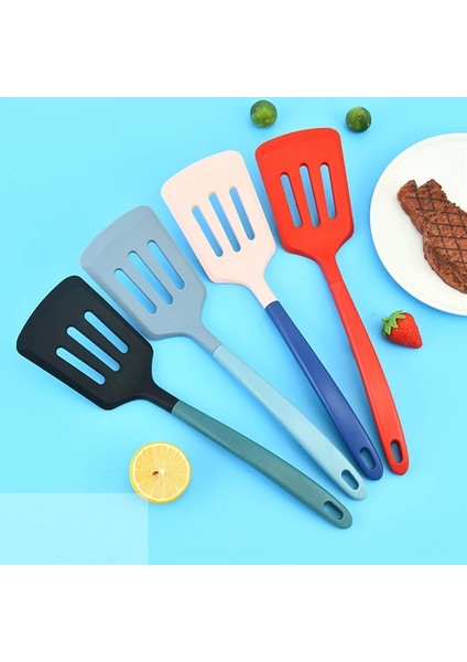 Pembe Mavi 33 cm Iskandinav Tarzı Büyük Silikon Çeviriciler Yumurta Balık Kızartma Kürek Biftek Yağı Tahliye Spatula Ev Tencere Mutfak Pişirme Gereçleri (Yurt Dışından)