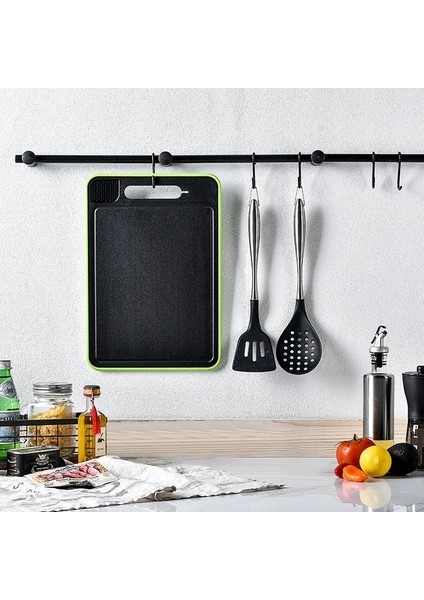Siyah 36.5X25.1X10.2 cm Siyah 4 In 1 Çift Taraflı Ev Kesme Tahtası Çok Fonksiyonlu Bıçak Bileyici Öğütücü Mutfak Hızlı Çözülme Çan Çiçeği Plaka (Yurt Dışından)