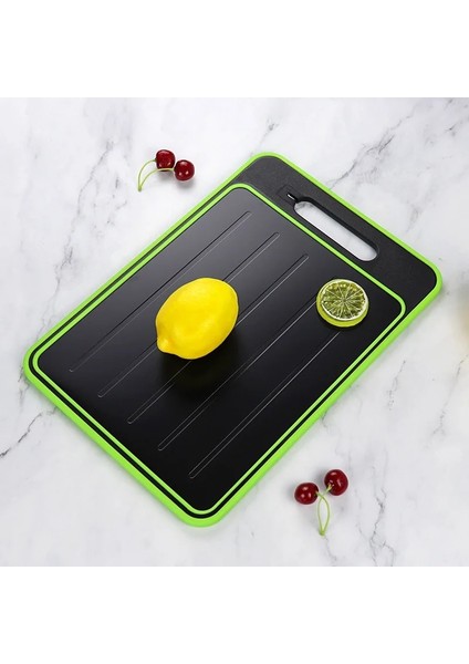 Siyah 36.5X25.1X10.2 cm Siyah 4 In 1 Çift Taraflı Ev Kesme Tahtası Çok Fonksiyonlu Bıçak Bileyici Öğütücü Mutfak Hızlı Çözülme Çan Çiçeği Plaka (Yurt Dışından)
