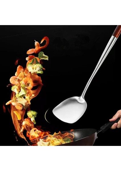 A4 304 Paslanmaz Çelik Ahşap Spatula Pişirme Gereçleri Ev Pişirme Aksesuarları Oluklu Kaşık Metal Alet Mutfak Temelleri Için (Yurt Dışından) indirimleri