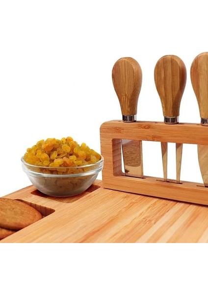 Ahşap Rengi 35.5X28X1.5CM Bambu Peynir Tahtası Peynir Bıçağı Peynir Dilimleme Çatal Kepçe Kesim Mutfak Pişirme Araçları Bambu Kesme Tahtası Ahşap Peynir Tahtaları (Yurt Dışından) indirimleri