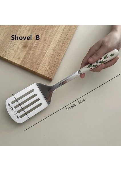 Kürek B Mutfak Aracı Iskandinav Paslanmaz Çelik Pişirme Spatula Pizza Kek Kesme Gıda Eşyaları Wok Mutfak Ev Aksesuarları (Yurt Dışından)