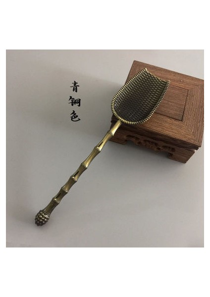 E Retro Bronz Çin Çay Kaşığı Bakır Yeşil Çay Kepçe Kaşık Çay Yaprakları Seçici Tutucu Çin Kongfu Çay Araçları Aksesuarları (Yurt Dışından)