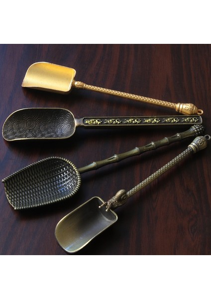 E Retro Bronz Çin Çay Kaşığı Bakır Yeşil Çay Kepçe Kaşık Çay Yaprakları Seçici Tutucu Çin Kongfu Çay Araçları Aksesuarları (Yurt Dışından) modelleri