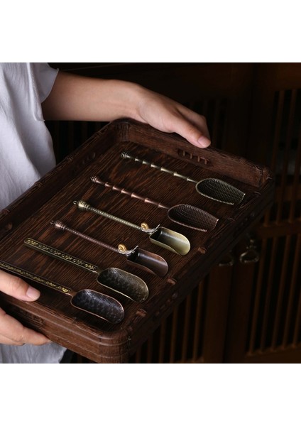 E Retro Bronz Çin Çay Kaşığı Bakır Yeşil Çay Kepçe Kaşık Çay Yaprakları Seçici Tutucu Çin Kongfu Çay Araçları Aksesuarları (Yurt Dışından) indirimleri