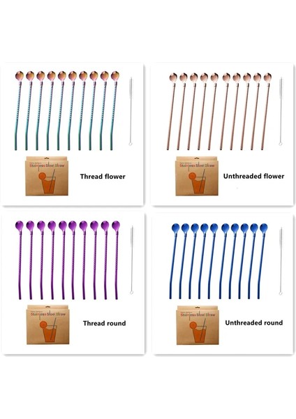 Renk 10 Adet Dişsiz Çiçek 5 Adet 10 Adet Paslanmaz Seel Çiçek Saman Kaşık Yaz Süt Çay Karıştırma Yerba Mate Pipetler Yeniden Kullanılabilir Içme Mutfak Malzemeleri (Yurt Dışından)