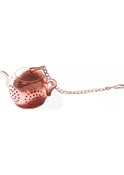 Rosegold Metal Çay Süzgeci Çaydanlık Şekli Gevşek Çay Demlik Paslanmaz Çelik Yaprak Çay Makinesi Süzgeç Zincir Damlama Tepsisi Bitkisel Baharat Filtresi (Yurt Dışından)