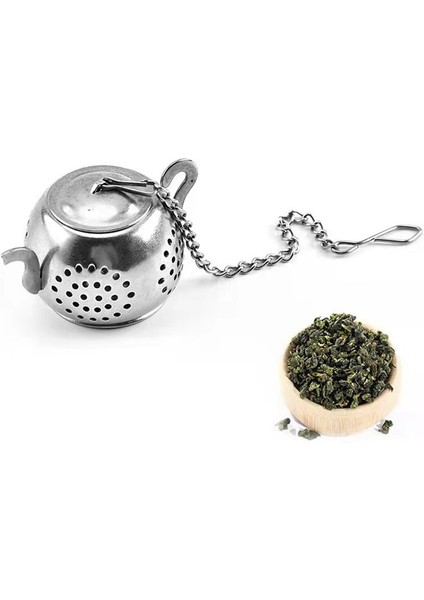Rosegold Metal Çay Süzgeci Çaydanlık Şekli Gevşek Çay Demlik Paslanmaz Çelik Yaprak Çay Makinesi Süzgeç Zincir Damlama Tepsisi Bitkisel Baharat Filtresi (Yurt Dışından)