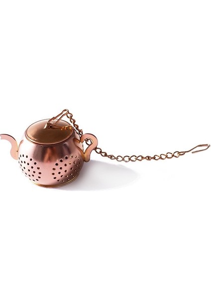 Rosegold Metal Çay Süzgeci Çaydanlık Şekli Gevşek Çay Demlik Paslanmaz Çelik Yaprak Çay Makinesi Süzgeç Zincir Damlama Tepsisi Bitkisel Baharat Filtresi (Yurt Dışından)