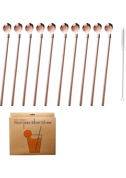 Gül Altın 10 Adet Konu Çiçek 5 Adet 10 Adet Paslanmaz Seel Çiçek Saman Kaşık Yaz Süt Çay Karıştırma Yerba Mate Pipetler Yeniden Kullanılabilir Içme Mutfak Malzemeleri (Yurt Dışından)