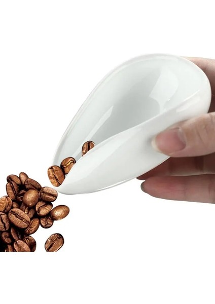 Kahve Çekirdekleri Doz Tepsileri Saf Beyaz Pürüzsüz Porselen Çay Kaşığı Çay Ayırıcı Kap Çay Seti Araçları Kahve Çekirdeği Kaşığı Kürek Çay (Yurt Dışından)