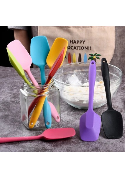 Menekşe 21 cm Sıcak Evrensel Isıya Dayanıklı Entegre Kolu Silikon Kaşık Kazıyıcı Spatula Dondurma Kek Mutfak Aracı Gereçler (Yurt Dışından) fiyatları