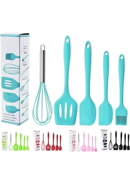 5 Adet Silikon Mutfak Eşyaları Çok Fonksiyonlu Kürek Spatula Yumurta Çırpıcı Kazıyıcı Fırça Seti Yapışmaz Pişirme Kek Pişirme Araçları (Yurt Dışından)