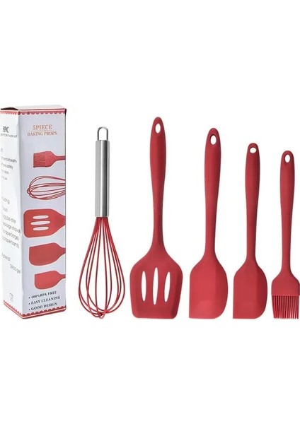 B 5 Adet Silikon Mutfak Eşyaları Çok Fonksiyonlu Kürek Spatula Yumurta Çırpıcı Kazıyıcı Fırça Seti Yapışmaz Pişirme Kek Pişirme Araçları (Yurt Dışından)