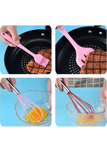 B 5 Adet Silikon Mutfak Eşyaları Çok Fonksiyonlu Kürek Spatula Yumurta Çırpıcı Kazıyıcı Fırça Seti Yapışmaz Pişirme Kek Pişirme Araçları (Yurt Dışından) fırsatları