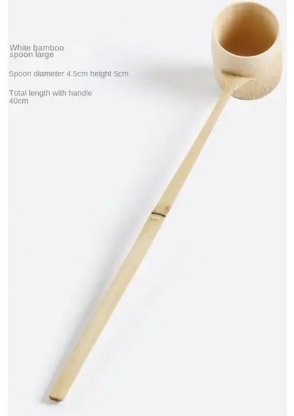 02 Ahşap Çay Kepçe Bambu Kök Uzun Saplı Bambu El Yapımı Uzun Saplı Retro Töreni Masa Dekor Sauna Kaşık Teaware Su Kaşığı (Yurt Dışından)