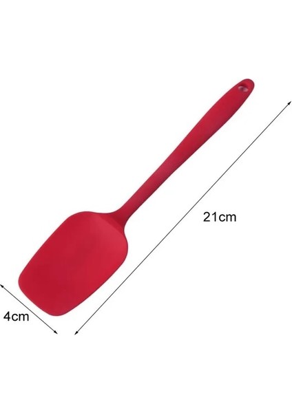 Kırmızı 21 cm Sıcak Evrensel Isıya Dayanıklı Entegre Kolu Silikon Kaşık Kazıyıcı Spatula Dondurma Kek Mutfak Aracı Gereçler (Yurt Dışından)