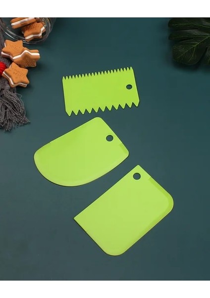 3 Adet Yeşil 3 Adet Krem Kazıyıcı Takım Dıy Mutfak Düz Ark Diş Şekli Krem Ekmek Kesici Plastik Kek Mantı Kazıyıcı Pişirme Fondan Araçları (Yurt Dışından)