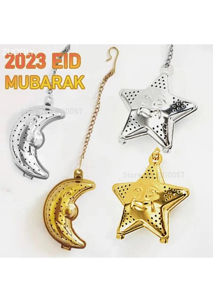 Set B 2 Adet Ay Yıldız Şekilli Eid Mubarak Çay Örgü Demlik Altın Gümüş Paslanmaz Çelik Ramazan Çay Süzgeç Seti Zincirli Baharat Filtresi (Yurt Dışından) fiyatları