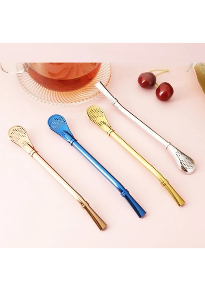 Color1 1 Adet 304 Paslanmaz Çelik Pipet Yaratıcı Filtre Karıştırma Kaşık Yeniden Kullanılabilir Metal Çay Aracı Mutfak Aksesuarları Yeni (Yurt Dışından)