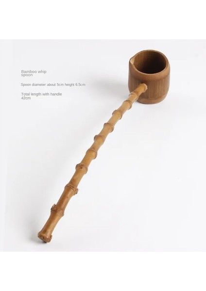 05 Çay Seti Aksesuarları Bambu Kök Uzun Saplı Kaşık Çay Aksesuarları Ev Çay Kaşığı Bambu Kaşık Kaşık Şarap Çırpıcı (Yurt Dışından)