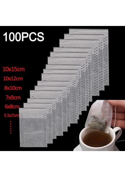 7x9 cm 100 Adet 50/100 Adet Tek Kullanımlık Çay Filtre Torbası Dokunmamış Kumaş Çay Poşetleri Baharat Kahve Çay Demlik Dize ile Mühür Çay Poşeti Boş Kese (Yurt Dışından)
