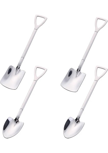 Gümüş 4 Adet Kalınlaşmak Kahve Kaşığı Çay Kaşığı Çatal Bıçak Kaşık Seti Paslanmaz Çelik Retro Demir Kürek Dondurma Kaşığı Kepçe Yaratıcı Kaşık (Yurt Dışından)