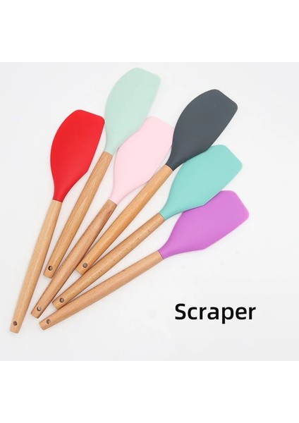 Kazıyıcı 1 Pc Koyu Yeşil Spatula Silikon Maşa Kaşık Klip Gıda Kepçe Mutfak Aksesuarları Alet Gereçler Aracı Pasta Pişirme Dil Seti Ahşap Barbekü Kelepçesi (Yurt Dışından)