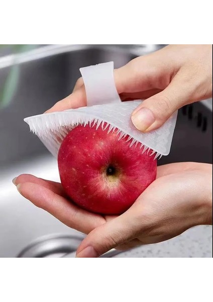 Pembe 3 Adet Silikon Fırça Parmak Tokası ile Sebze Meyve Scrubber Fırça Mutfak Temizleme Artefakt Alet (Yurt Dışından)