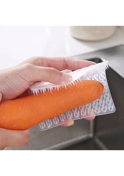 Pembe 3 Adet Silikon Fırça Parmak Tokası ile Sebze Meyve Scrubber Fırça Mutfak Temizleme Artefakt Alet (Yurt Dışından)