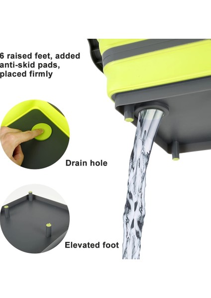 Yeşil 3 In 1 Katlanabilir Kesme Tahtası Bulaşık Küvet Çok Fonksiyonlu Katlanır Lavabo Drenaj Sepeti Seyahat Açık Kamp Taşınabilir Havzalar Lavabo (Yurt Dışından)