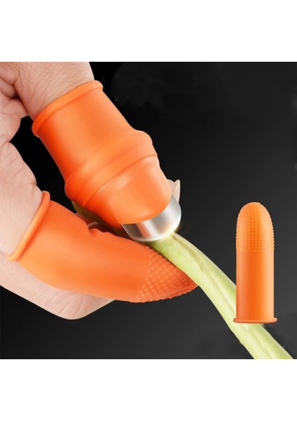Orange L Silikon Başparmak Bıçak Parmak Koruyucu Sıkma Bitki Bıçak Makas Eldiven Koruyucu Dişliler Sebze Hasat Bıçağı Kesme (Yurt Dışından)