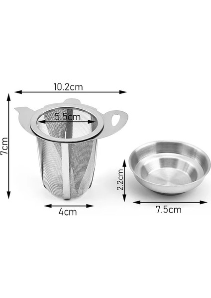 Gümüş Set Çift Katmanlı Kolu Çay Demlik Seti Çaydanlık Çay Süzgeci Gevşek Yaprak Baharat Çay Kaşığı Filtre Elek Teaware Drenaj Faydalı Mutfak Aracı (Yurt Dışından)