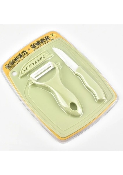 Yeşil 3 Adet Sebze Soyucu Kesme Tahtası Seramik Bıçak Seti Meyve Plastik Doğrama Blokları Bıçaklar Mutfak Gereçleribebek Ek Gıda Alet (Yurt Dışından)